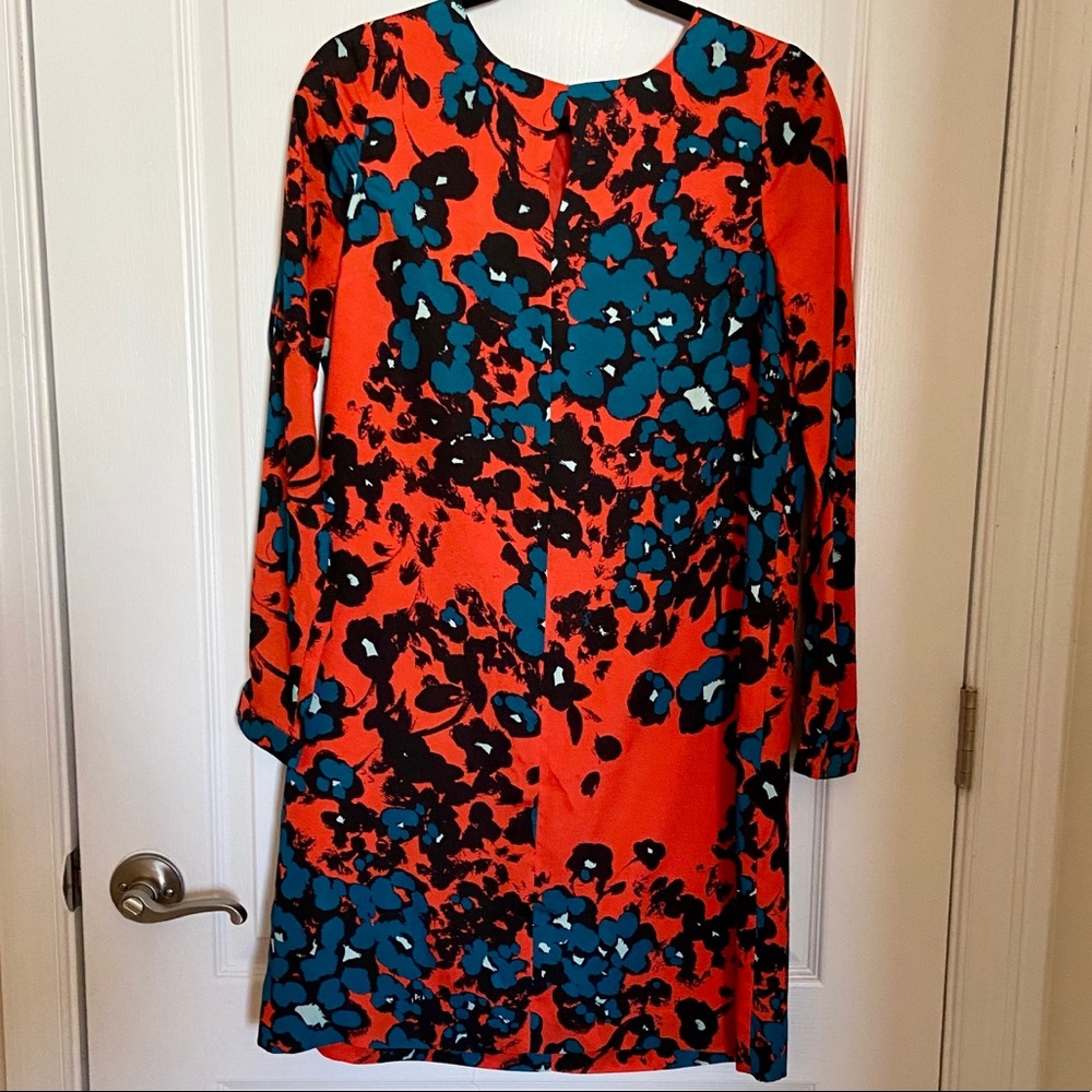 Flower Limited Dress Orange with Blue Flowers